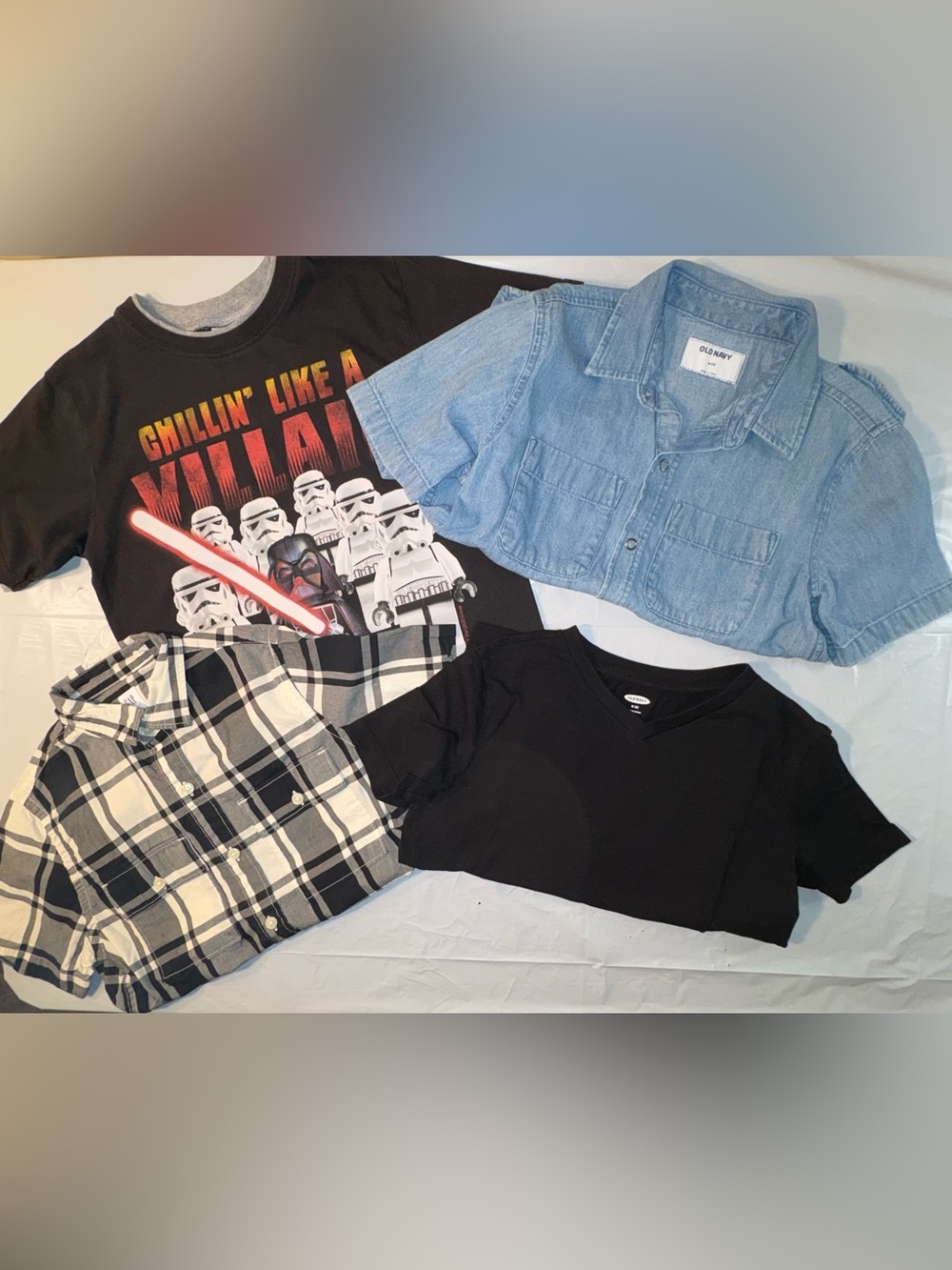 EUC/NWOT 4 Boys' Shirts: LEGO Star Wars Tee, Plain Tee, Snap Chambray, Button-Up